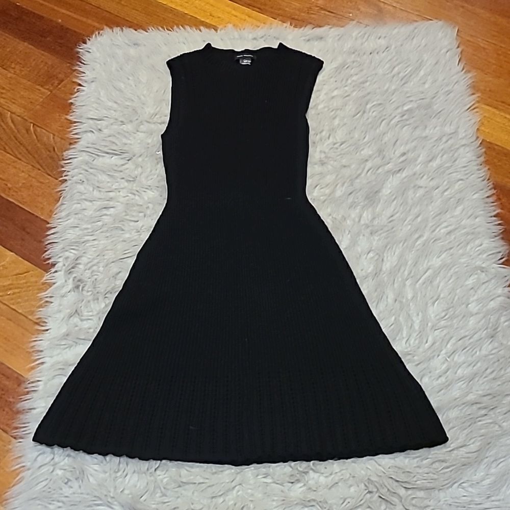 Club Monaco womens black sleeveless‎ viscoe polyester sweater dress size large